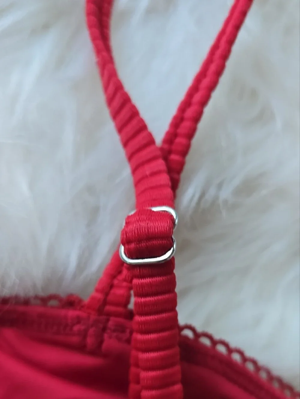 Frankies Bikinis Cleo Red Ribbed Bralette Bikini Top Size M